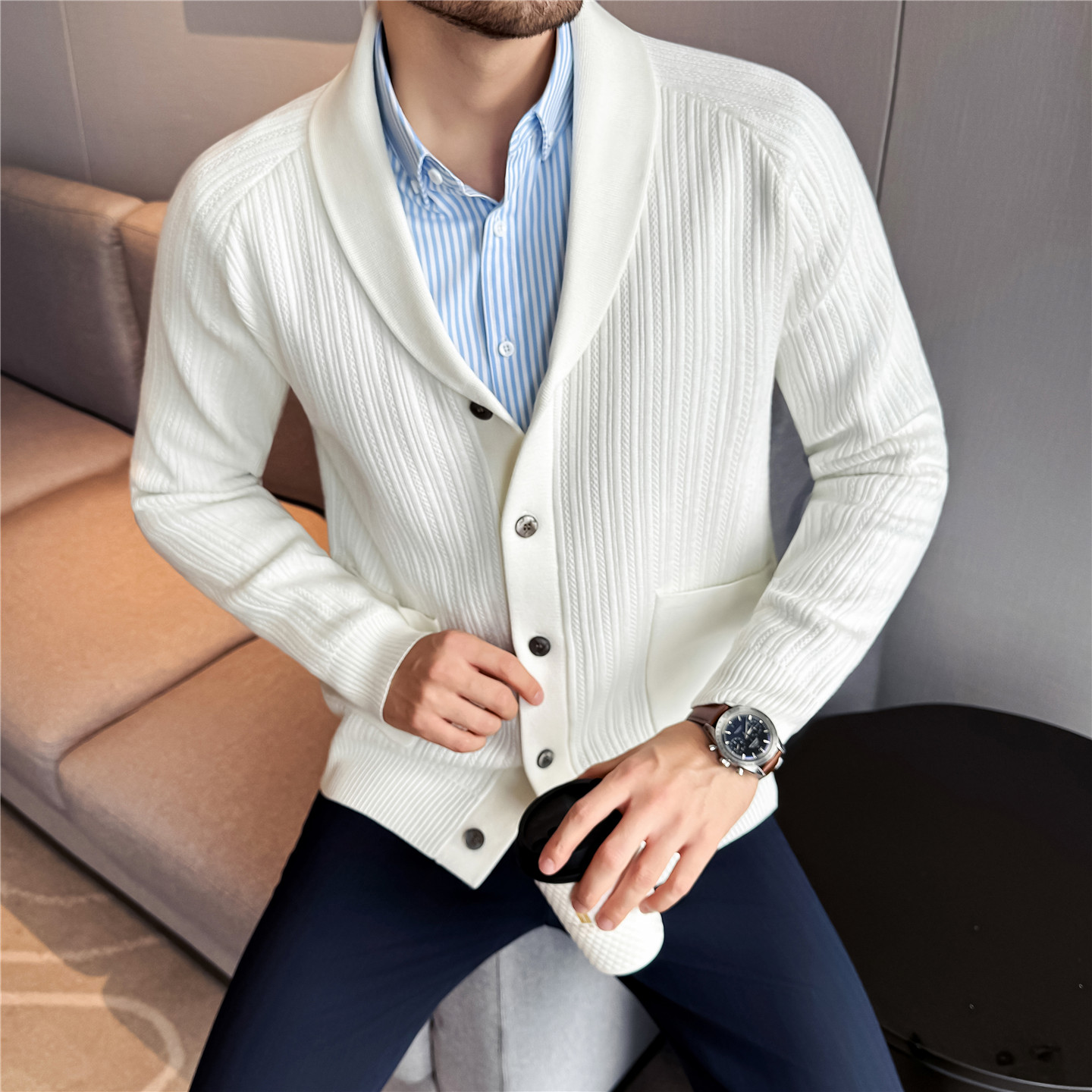 Men's Shawl Collar Knit Cardig - Wool Scarf Men review and price