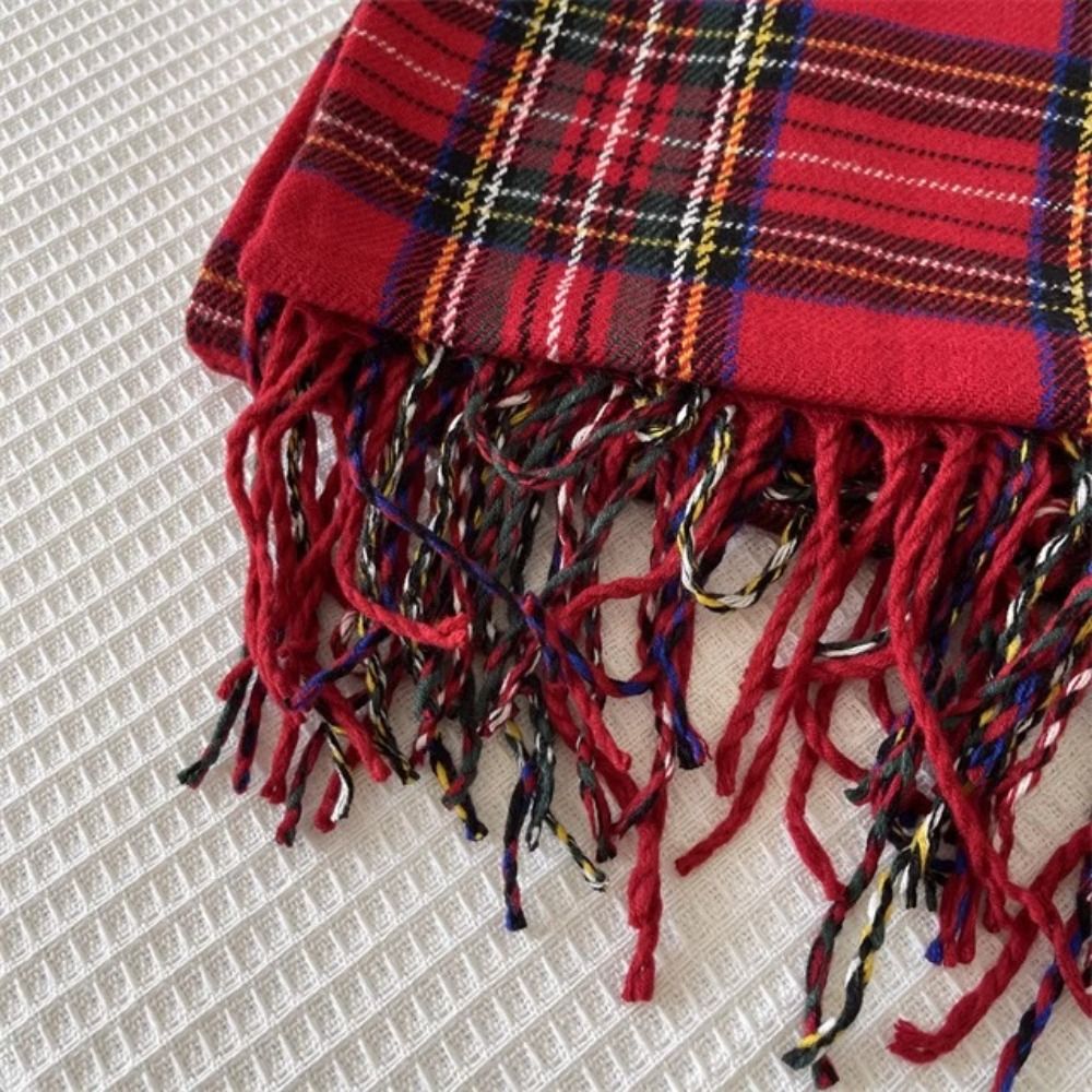 Retro Tassel Plaid Wool Scarf  - Wool Scarf Men review and price