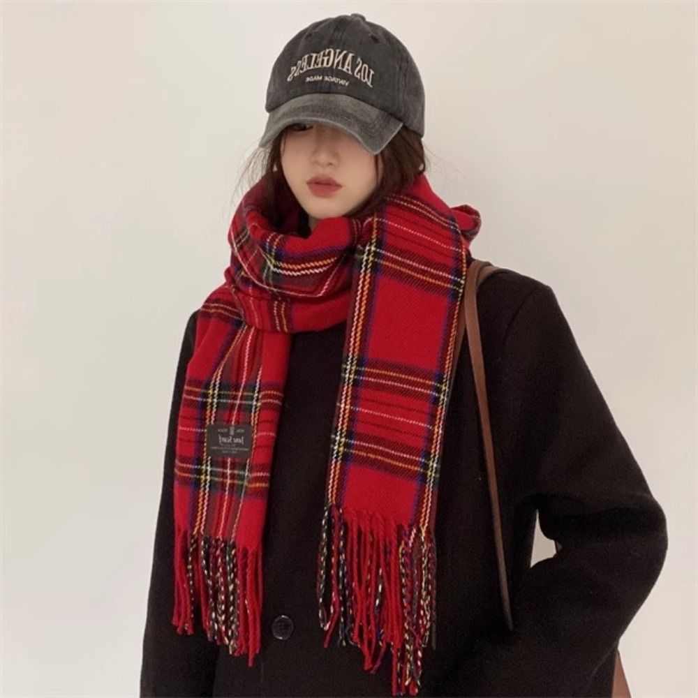 Retro Tassel Plaid Wool Scarf  - Wool Scarf Men review and price