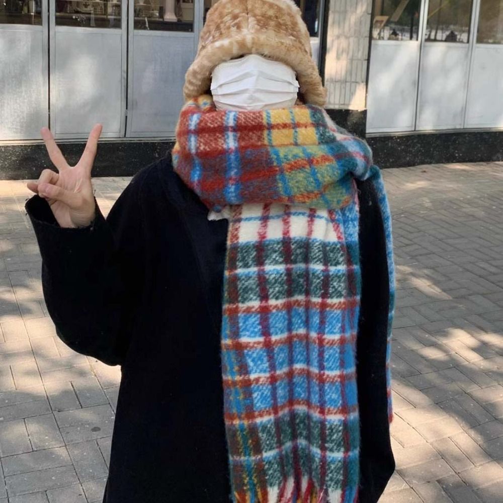 Retro Tassel Plaid Wool Scarf  - Wool Scarf Men review and price
