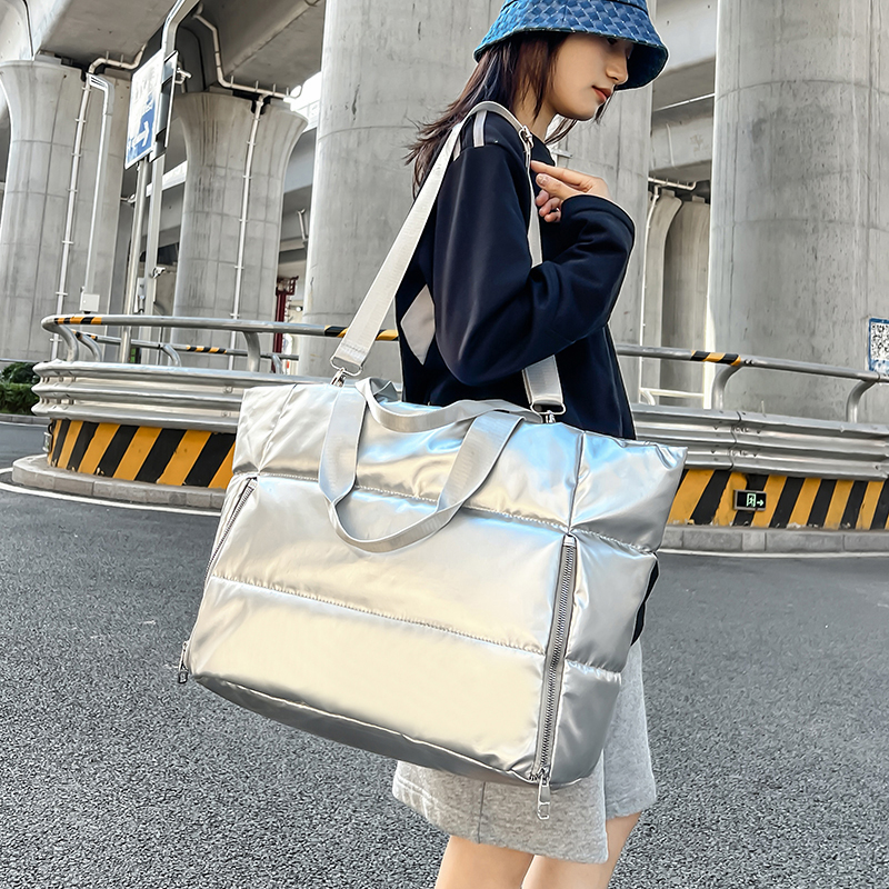 Women Y2k Silver Shoulder Bag  - Down Jacket Packable review and price