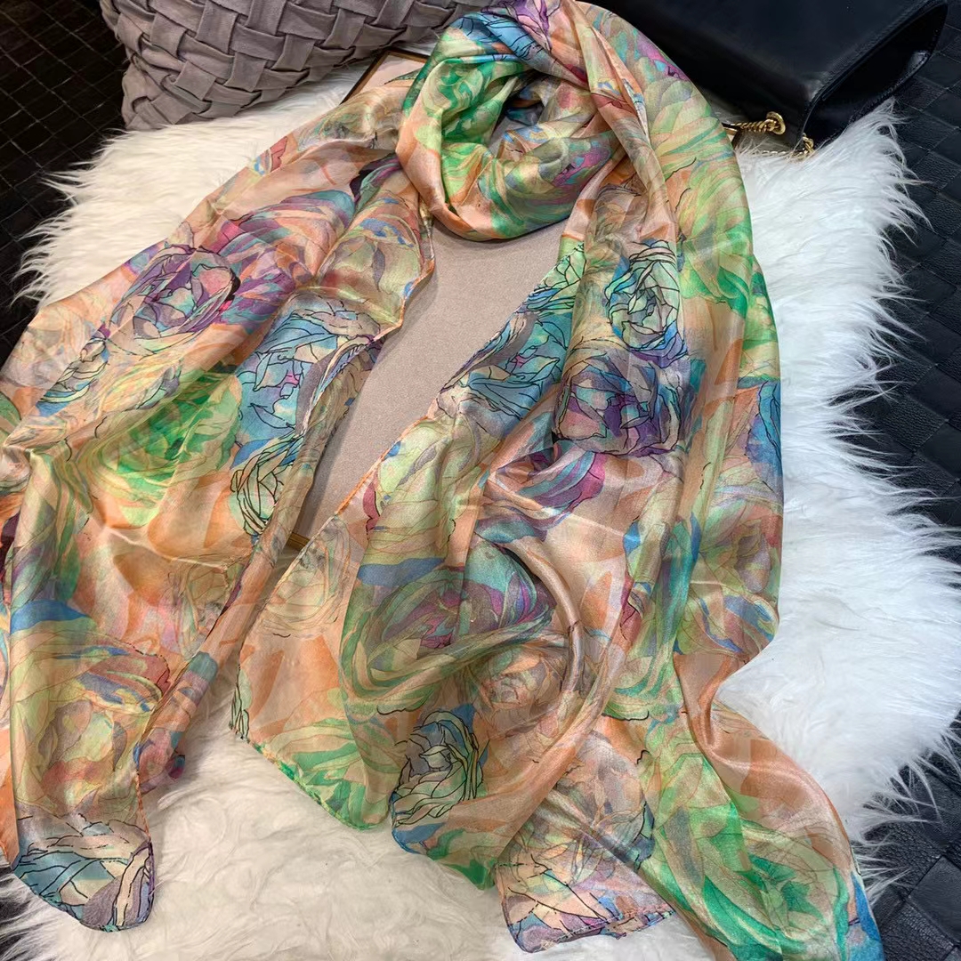 Ladies Green 100% Silk Scarf S - Shawl Wrap Winter review and price