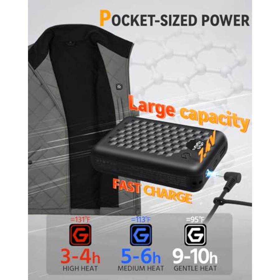 Wulcea Graphene Heated Vest Fo - Heated Vest Battery review and price