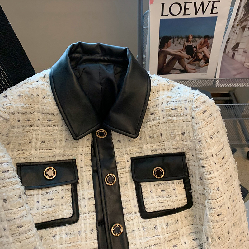 Contrast Stitching Tweed Fragr - Down Jacket Packable review and price