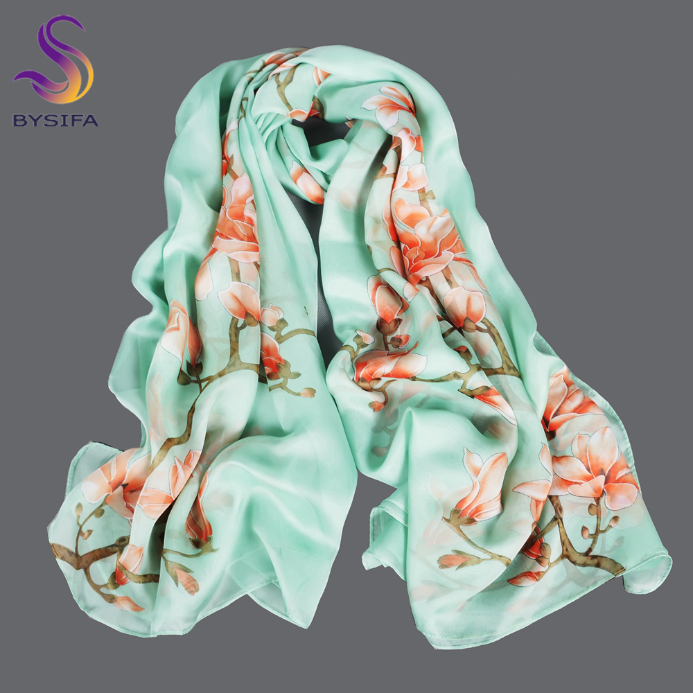 BYSIFA| Light Green Silk Scarf - Shawl Wrap Winter review and price