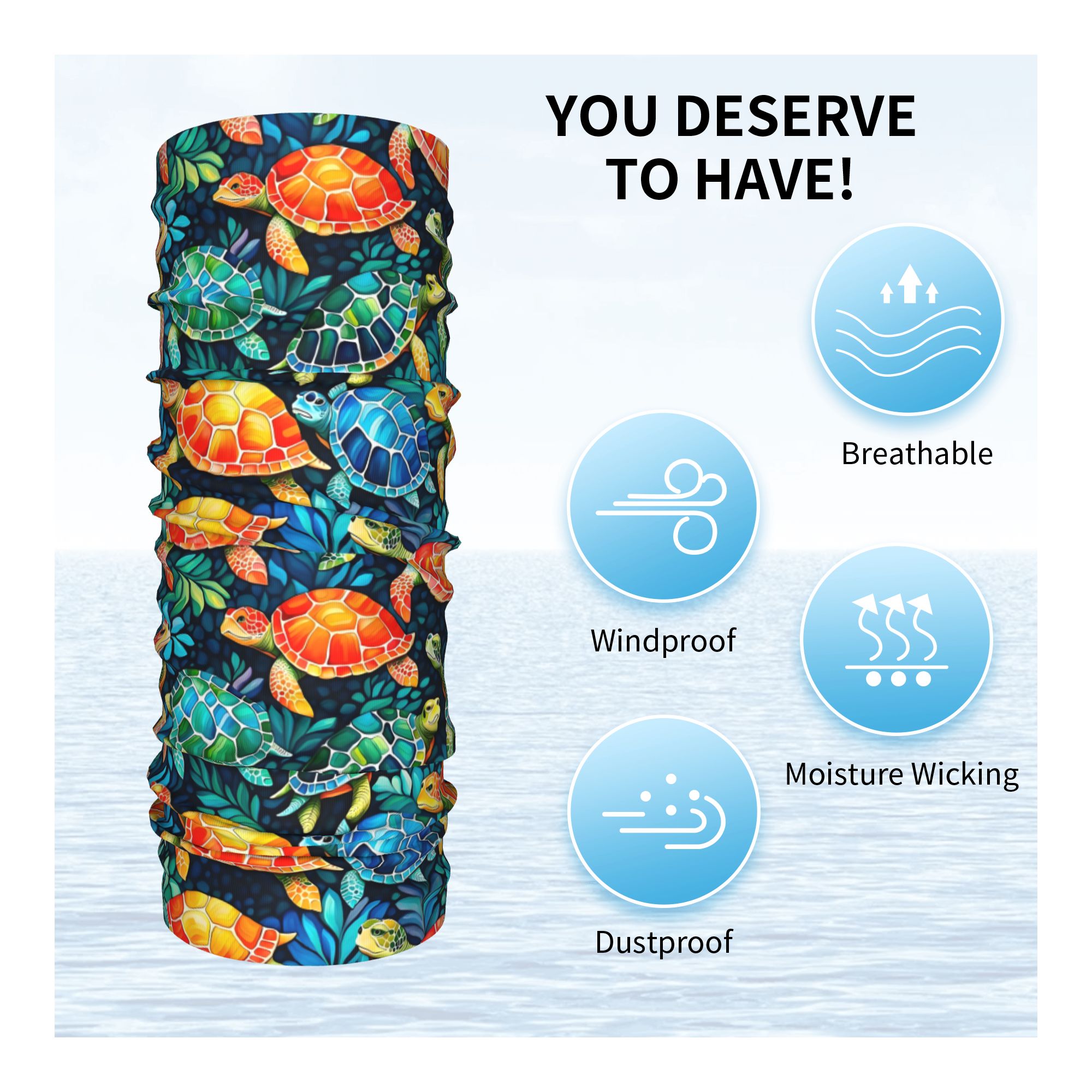 Custom Funny Colorful Sea Turt - Neck Gaiter Fleece review and price