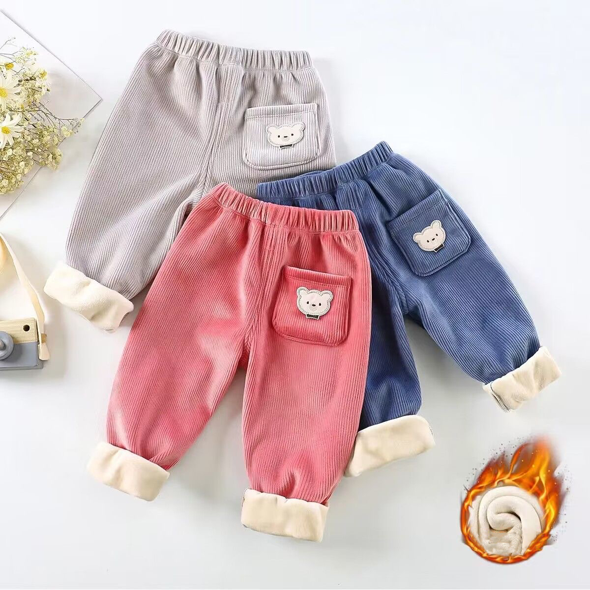 1pcs Boy Girl Winter Velvet Co - Corduroy Pant Warm review and price
