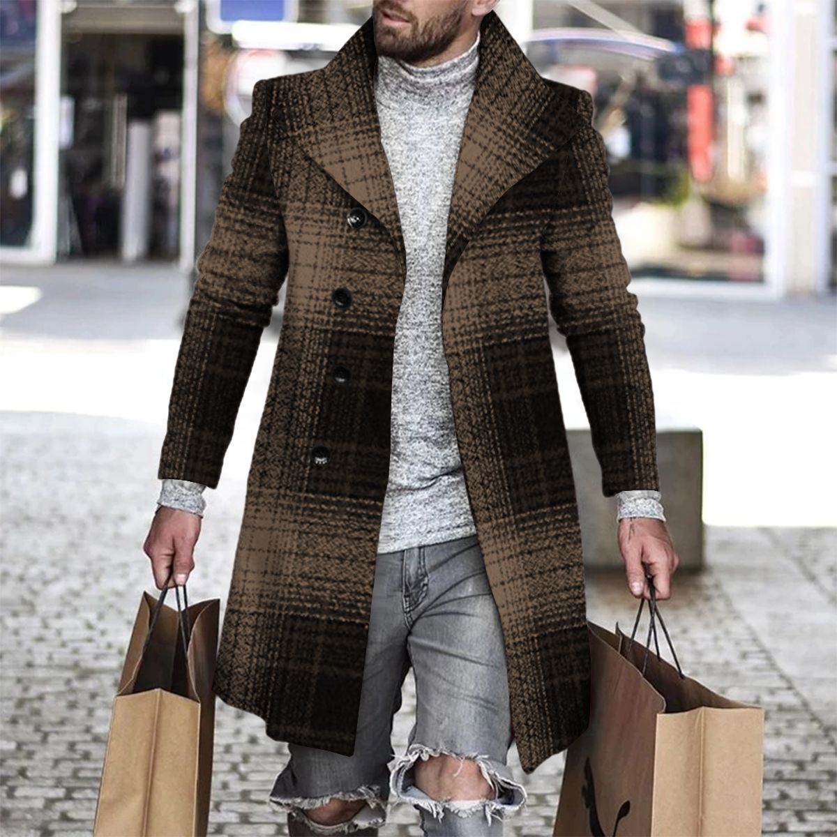 2025 Long Coat Men Mens Wool J - Wool Coat Peacoat review and price