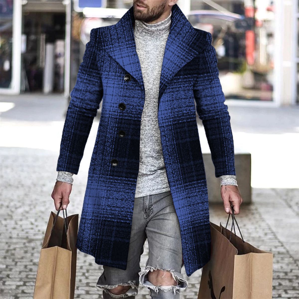 2025 Long Coat Men Mens Wool J - Wool Coat Peacoat review and price