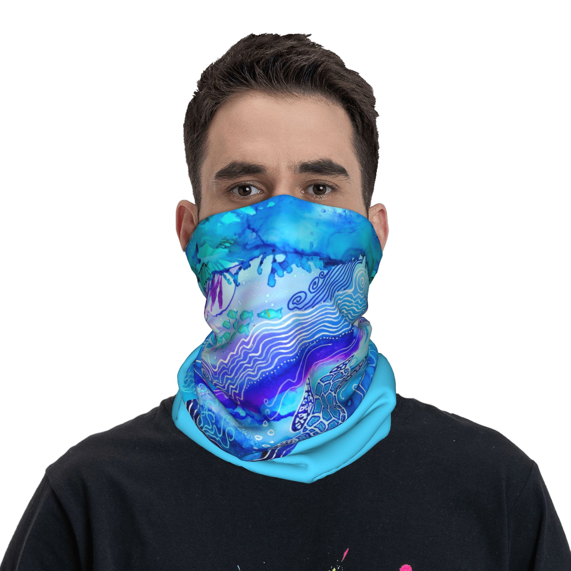 Custom Ocean Turtle Dive Winte - Neck Gaiter Fleece review and price